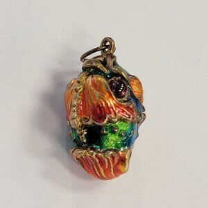 Fabulous multicolor Enamel Egg Charm Pendant with serpent like motif